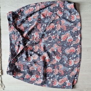 Loft Outlet gray floral tie waist skirt